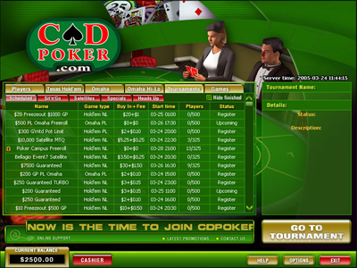CD Poker Main Lobby Screen