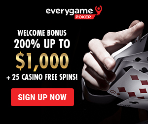 Everygame Poker, Online Casino, Sportsbetting Bonus